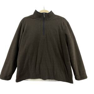 Orvis 1/4 Zip Sherpa Lined Pullover Sweater Brown Size XXL Layer Cabincore Cozy